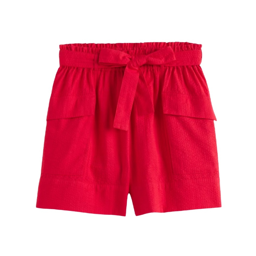 High Waist Red Tie Front Shorts